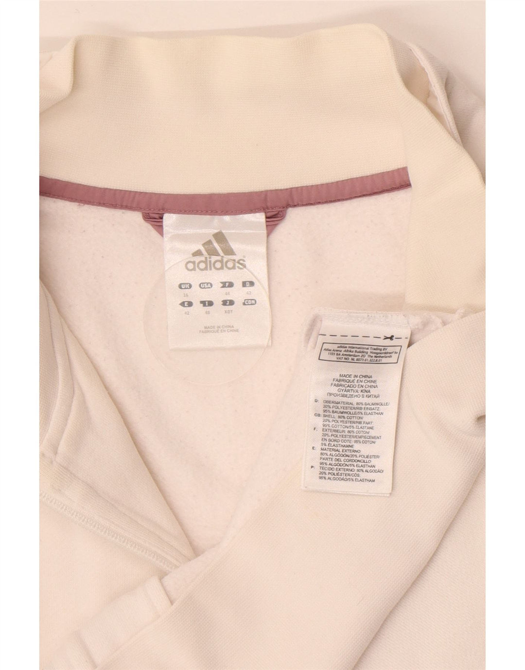 Adidas - Chaqueta de chándal para mujer, talla 40, talla grande, algodón blanco
