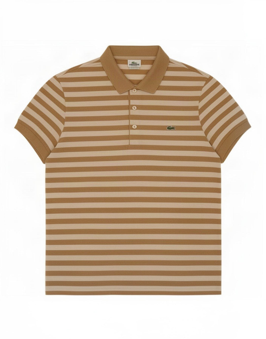 Polo Lacoste para hombre talla 4 algodón a rayas marrón medio