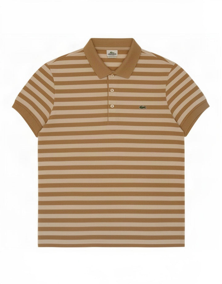 Polo Lacoste para hombre talla 4 algodón a rayas marrón medio