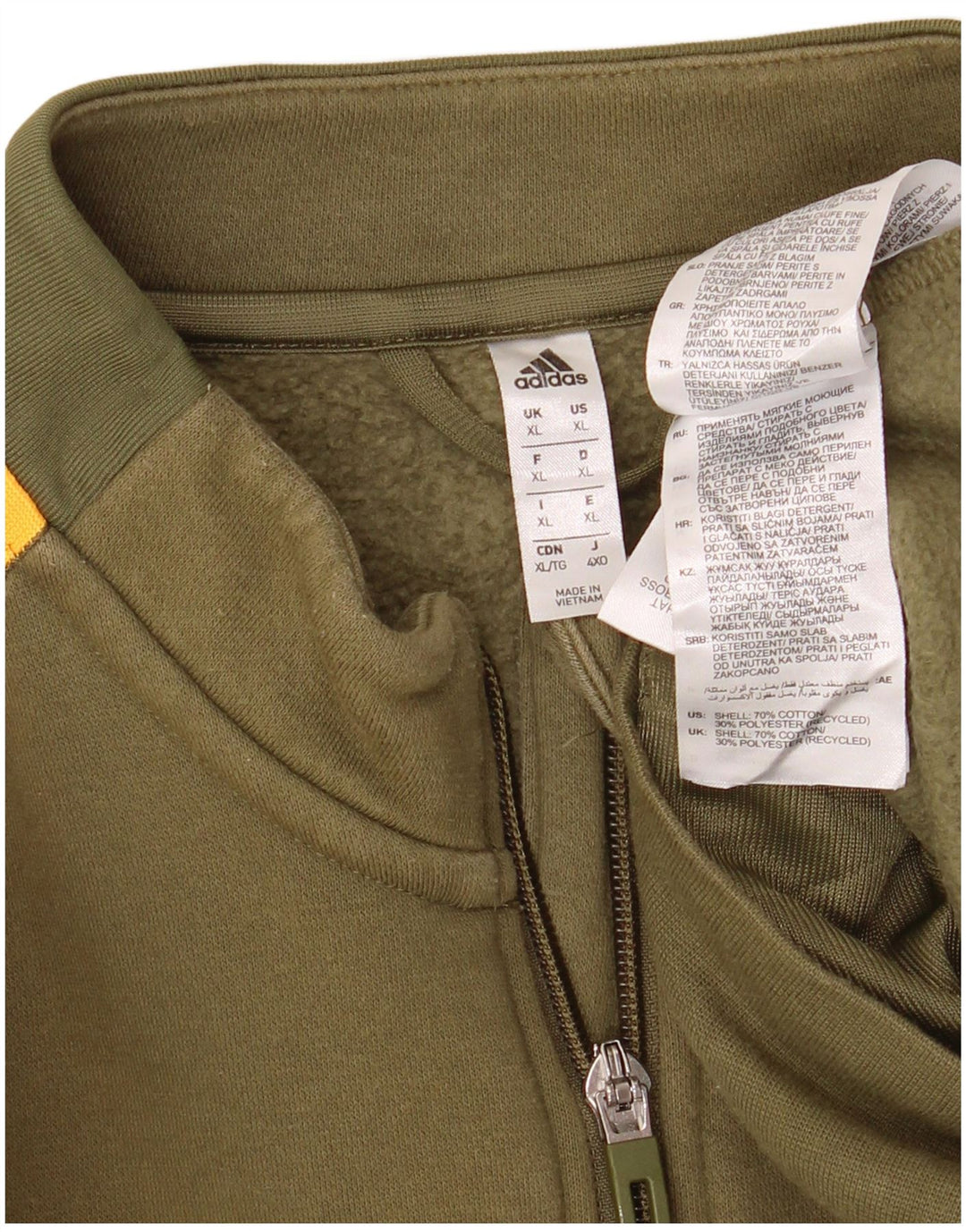 ADIDAS Hombre Chándal Top Chaqueta XL Caqui Colorblock Algodón