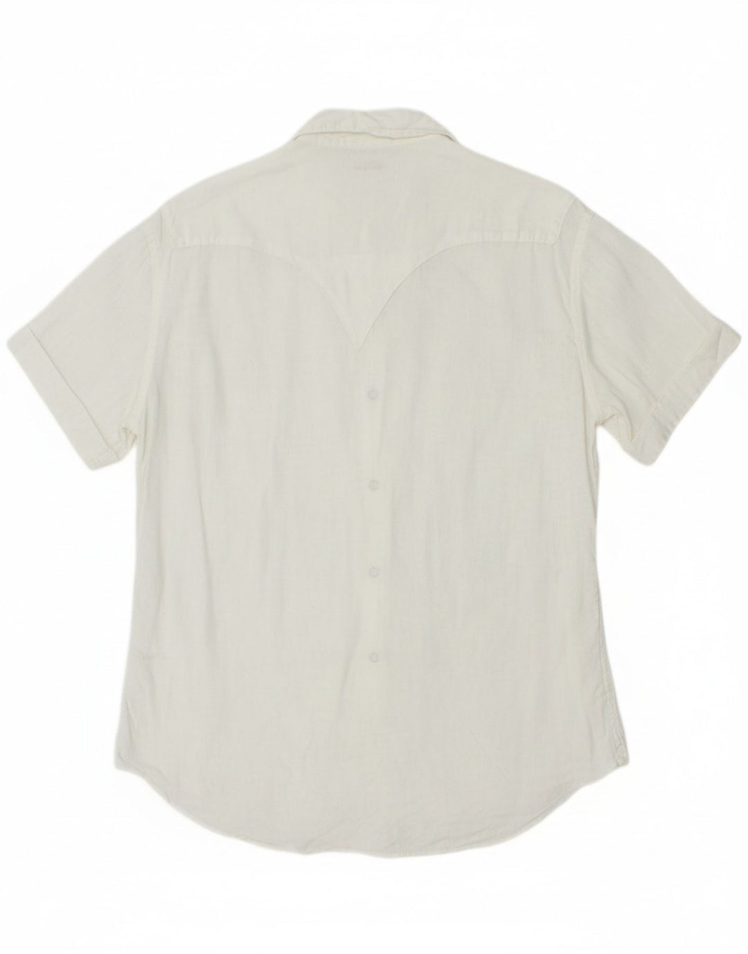 REPLAY Mens Short Sleeve Shirt Medium White Linen