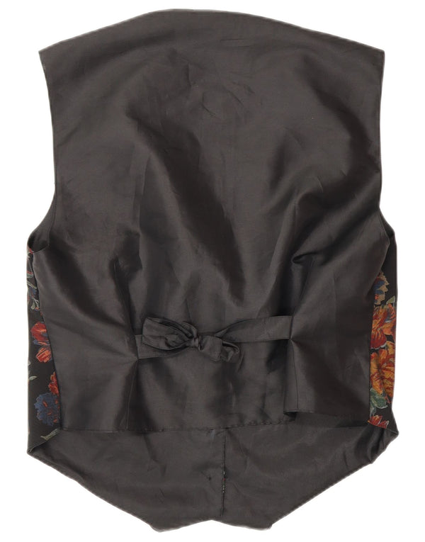 Vintage mujer chaleco Reino Unido 16 grande negro floral