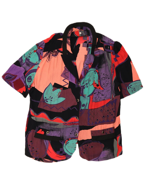 Vintage mujer patrón abstracto Blazer chaqueta IT 52 2XL multicolor