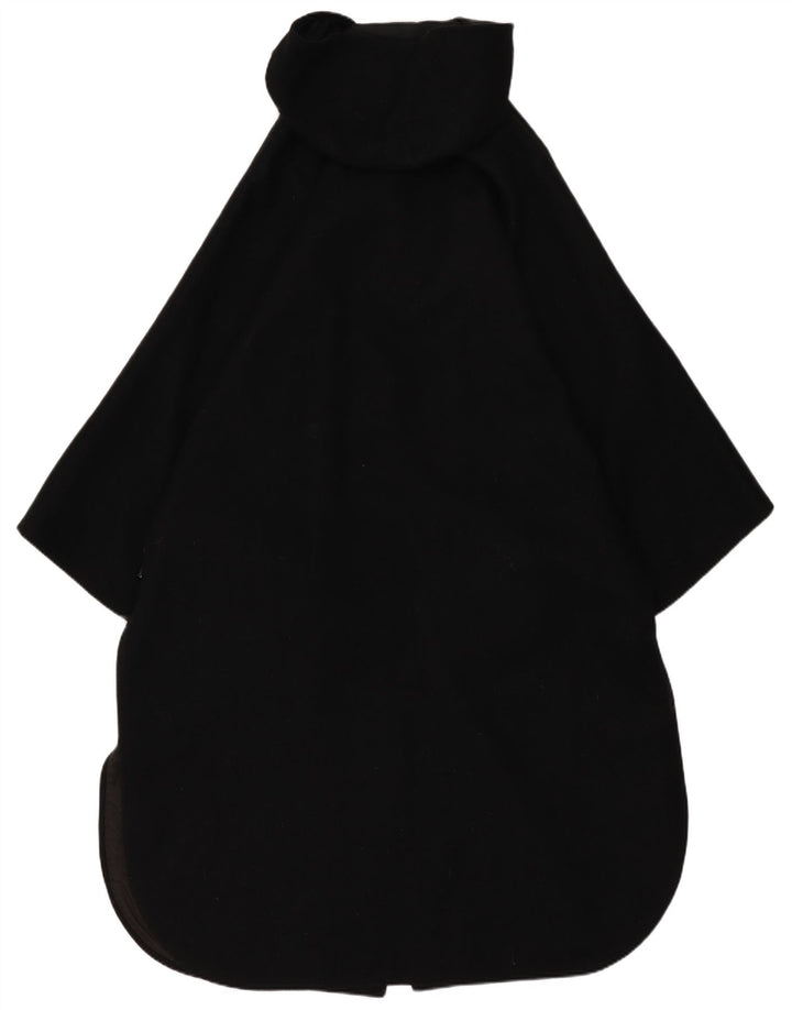 Vintage mujer con capucha Poncho abrigo un tamaño negro