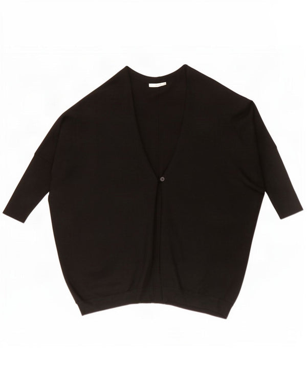Zara Mujer Suéter Cárdigan Extragrande UK 44 Medio Viscosa Negra