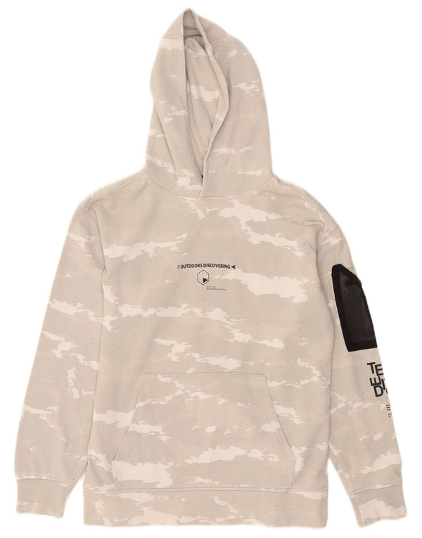 Zara Boys Graphic Sudadera con capucha Jumper 11-12 años Gris Camuflaje Algodón
