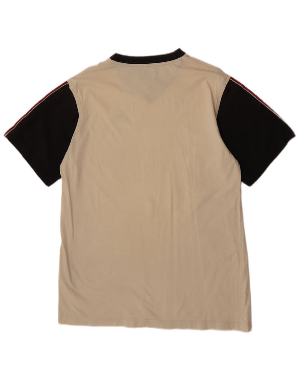 Kappa Hombre Camiseta Top Small Beige Colorblock Algodón