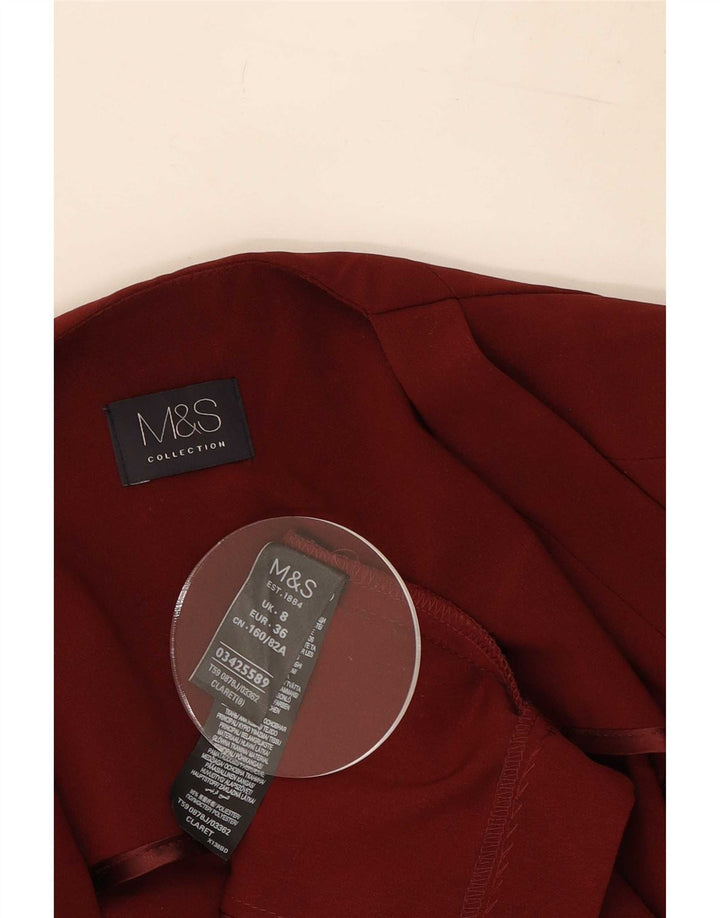 Marks & Spencer Chaqueta tipo blazer abierta para mujer UK 8 Small Poliéster burdeos