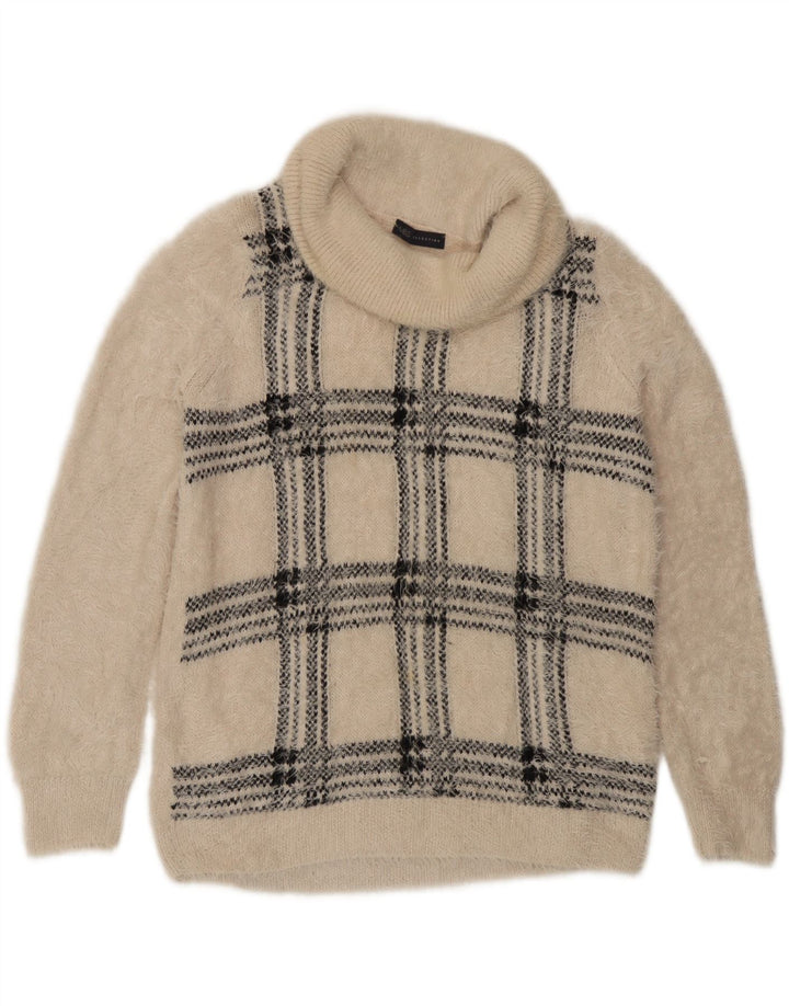 Marks & Spencer Suéter tipo jersey con cuello vuelto para mujer UK 46 Large Beige Check