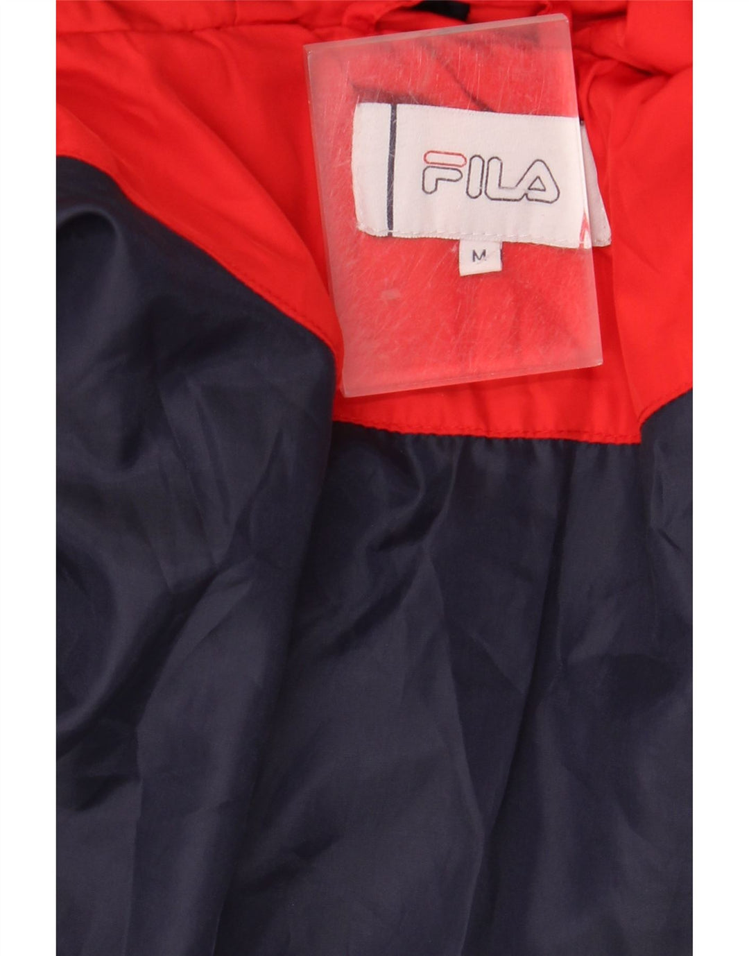 FILA Chaqueta acolchada con capucha y gráfico para hombre UK 38 Medium Red Colourblock