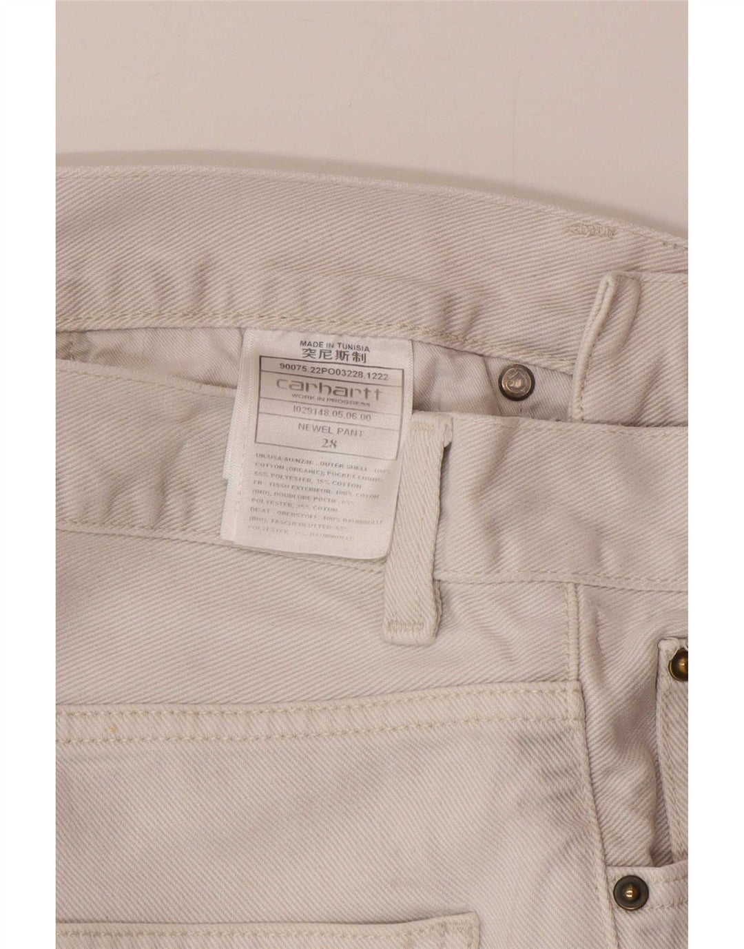 Vaqueros Carhartt Hombre Slim W28 L28 Algodón Blanco