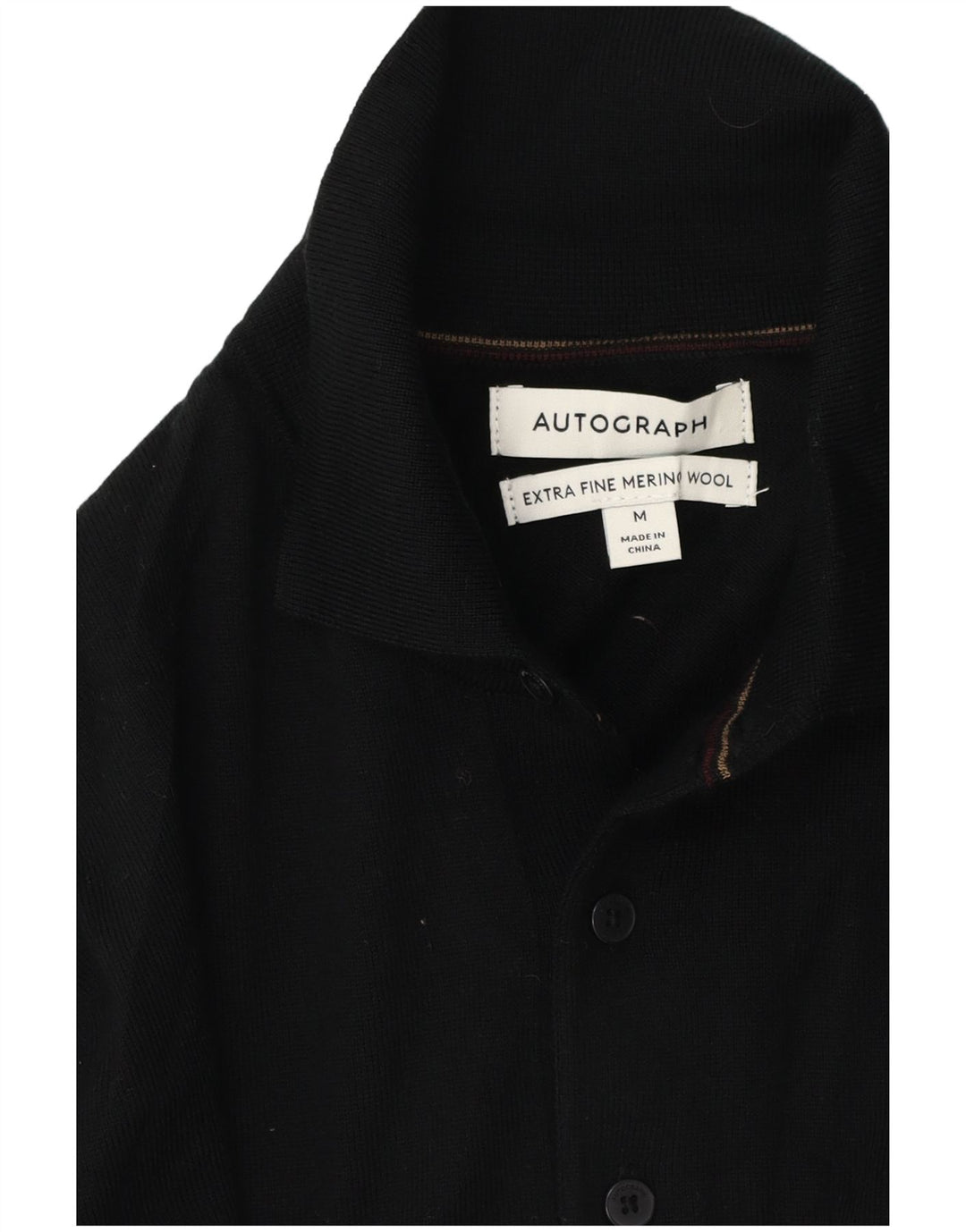 Marks & Spencer Suéter tipo jersey con cuello tipo polo para hombre, color negro mediano