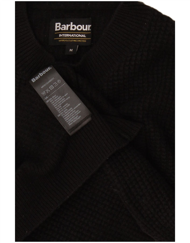 Jersey Barbour Mujer Con Cuello Alto De Lana Negra Mediana
