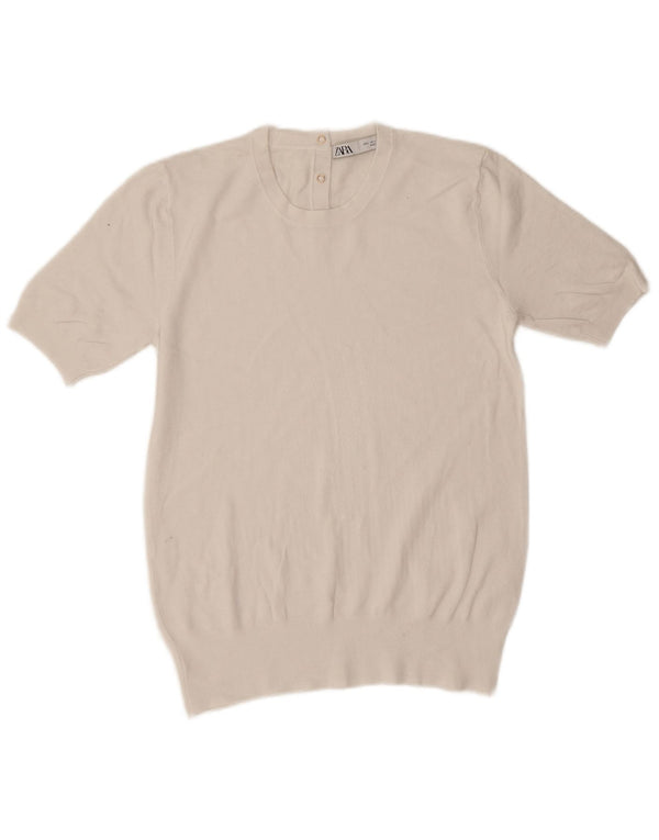 Zara Blusa para mujer Top UK 44 Large Viscosa blanca