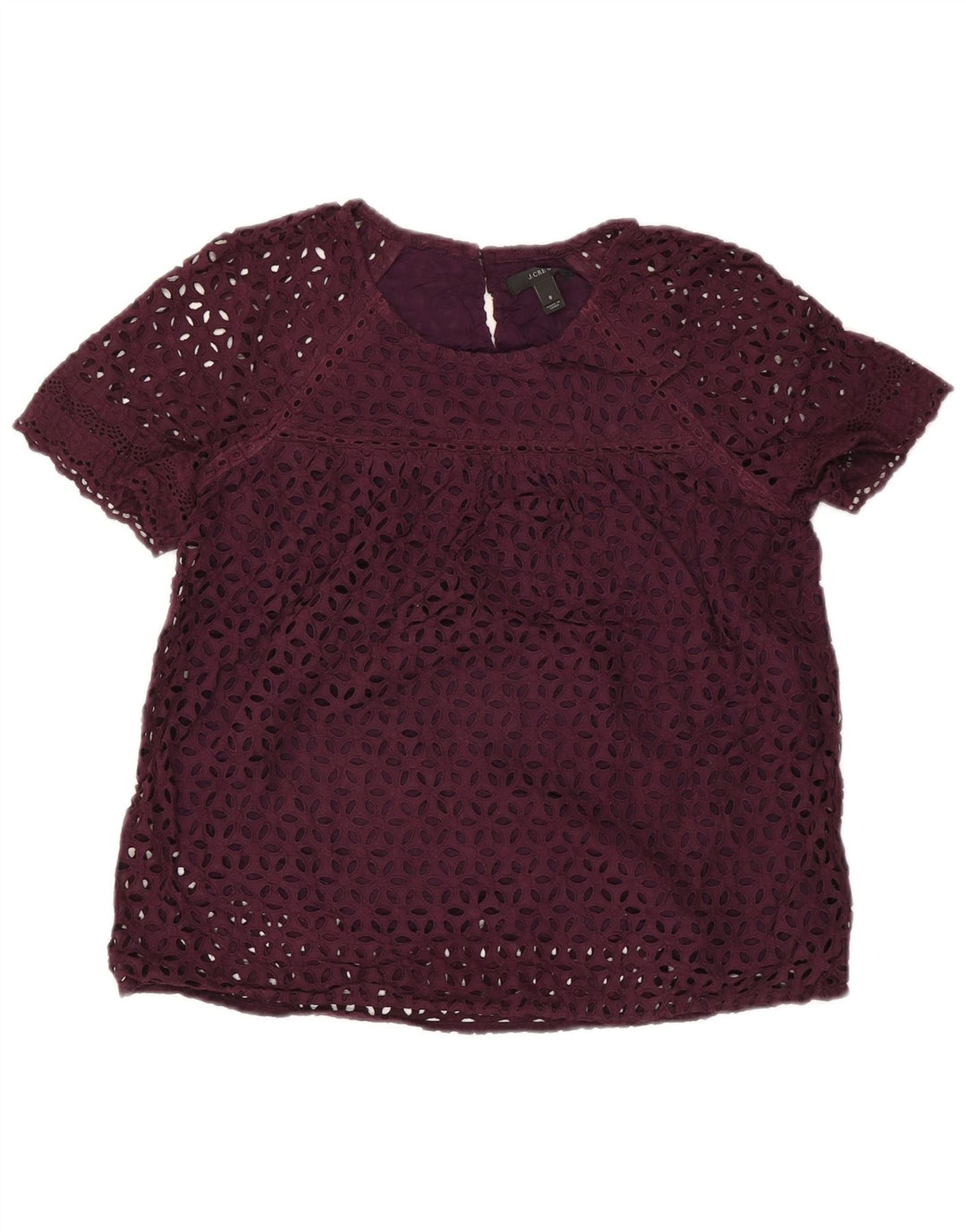 J. CREW Blusa para mujer Top US 8 Medio Púrpura Floral Algodón