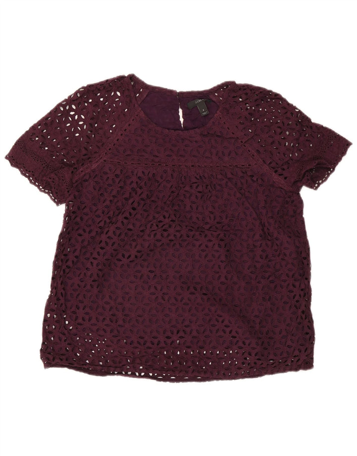 J. CREW Blusa para mujer Top US 8 Medio Púrpura Floral Algodón