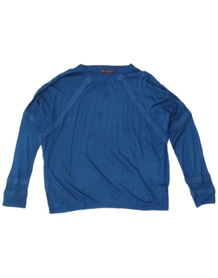 Marks & Spencer Jersey extragrande con cuello barco para mujer, talla 44, color azul medio
