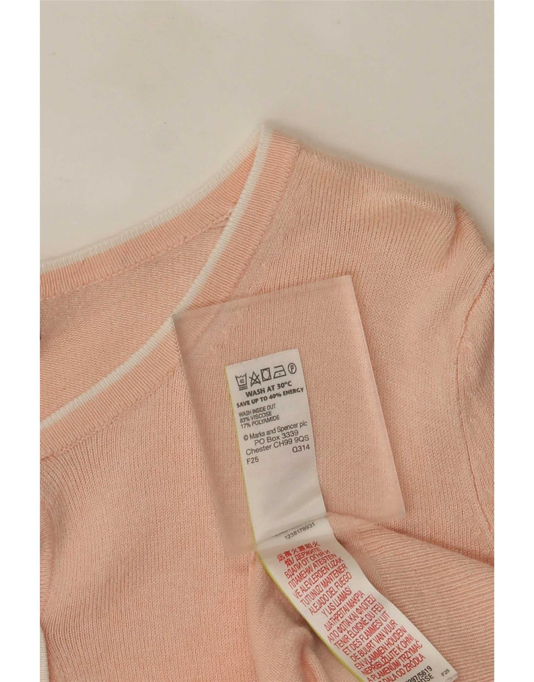 Marks & Spencer Suéter tipo cárdigan para mujer UK 8 Small Viscosa rosa