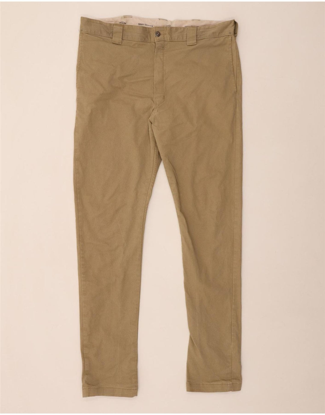 DICKIES Pantalones chinos ajustados y ajustados para hombre W38 L34 Algodón beige