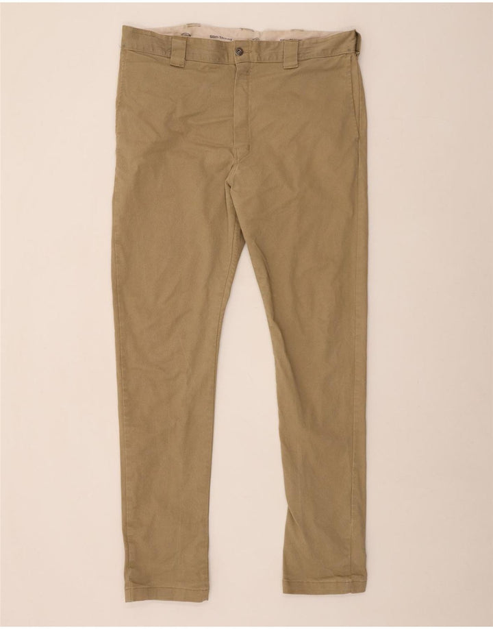 DICKIES Pantalones chinos ajustados y ajustados para hombre W38 L34 Algodón beige
