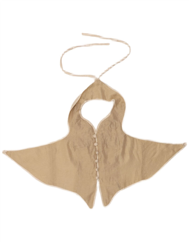 VINTAGE Mujeres Patrón Abstracto Crop Halter Top Reino Unido 12 Blanco Medio