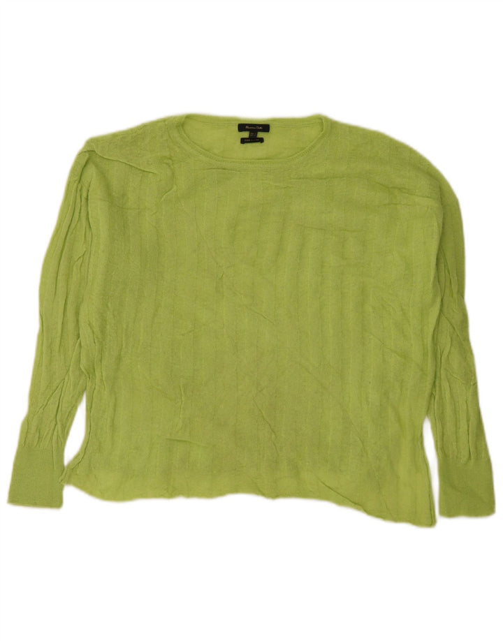 Massimo Dutti Top Corto Mujer Manga Larga UK 46 Grande Verde
