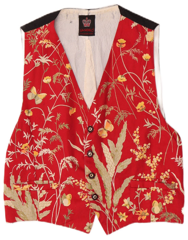 Vintage hombres regular chaleco pequeño rojo floral