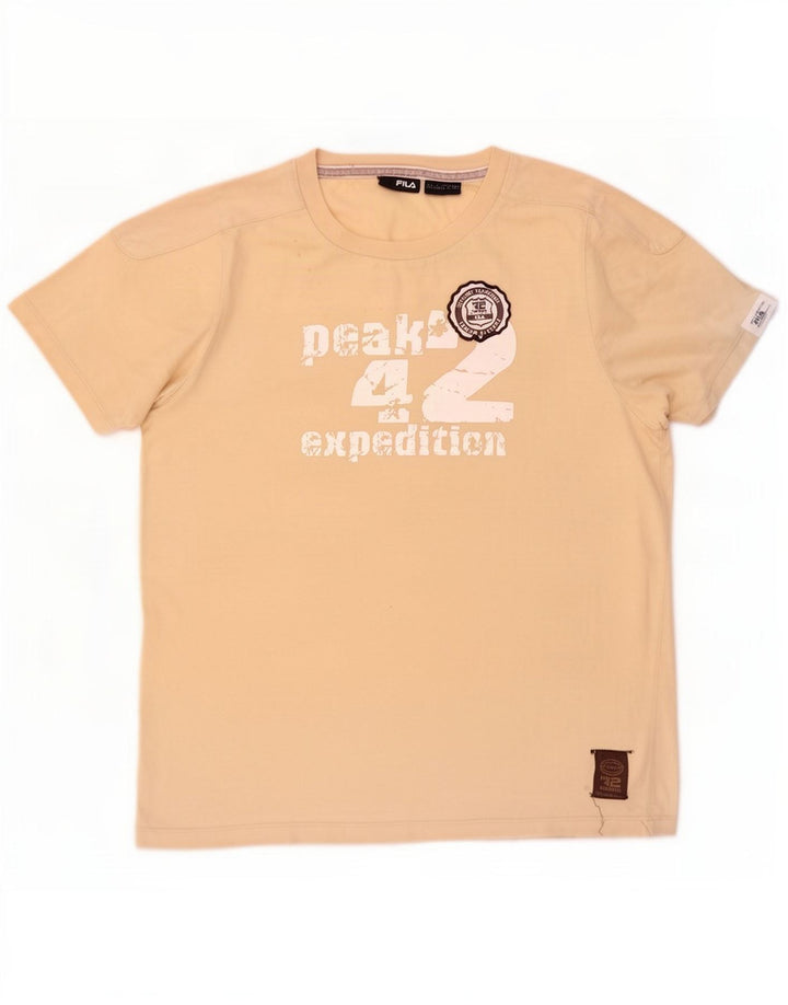 Fila - Camiseta gráfica para hombre, talla grande, algodón beige