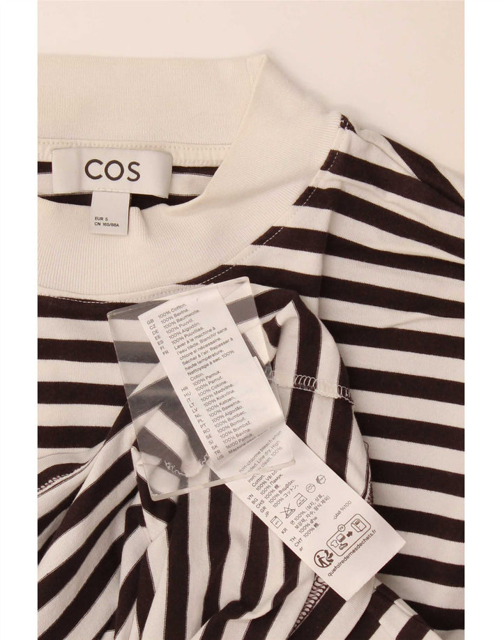 Cos Top extragrande para mujer, manga larga, Reino Unido 10, algodón a rayas negro pequeño