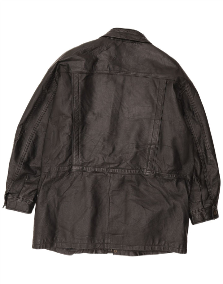 Front Line Chaqueta de cuero para hombre UK 50 2XL Cuero negro
