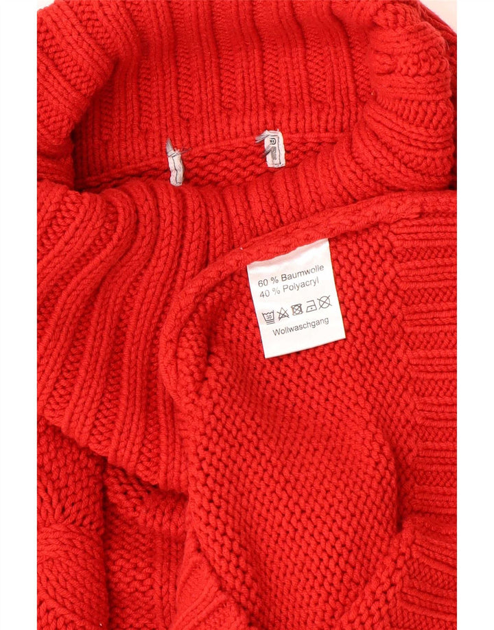 Vintage mujer rollo cuello jersey suéter Reino Unido 12 lana roja mediana