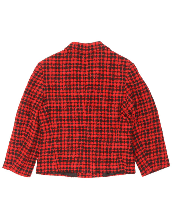 GB.PEDRINI Chaqueta tipo blazer de 4 botones para mujer IT 44 Medium Red Check