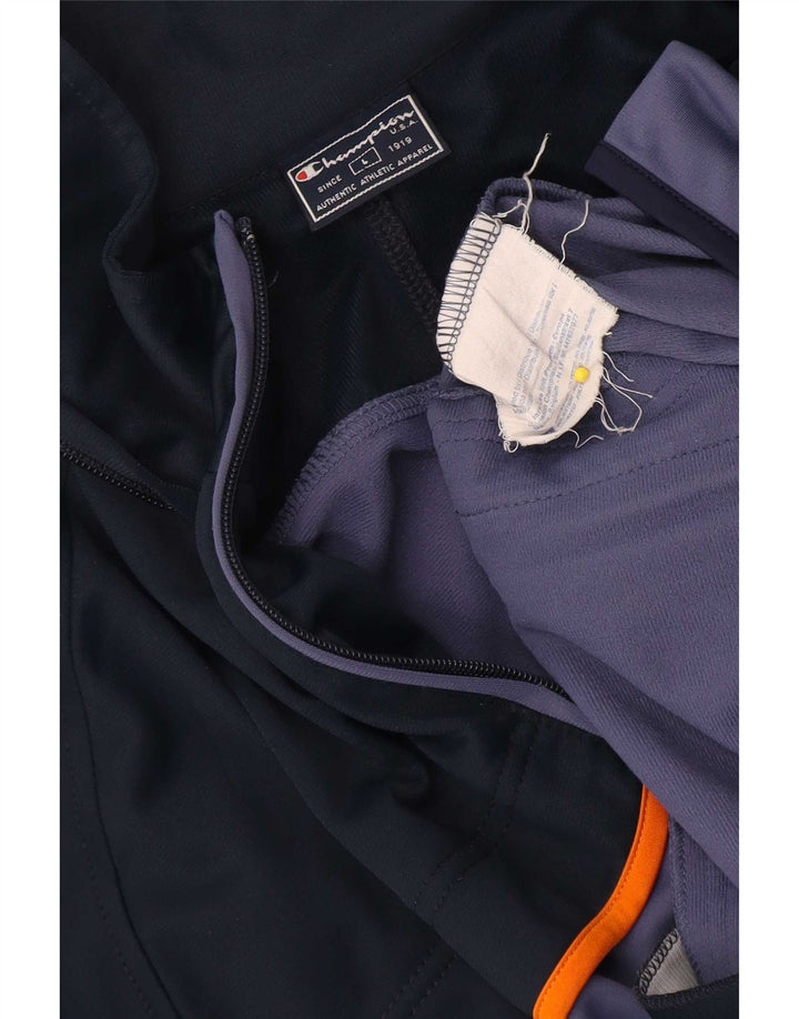 Champion Chaqueta de chándal para hombre, talla grande, poliéster con bloques de color azul marino