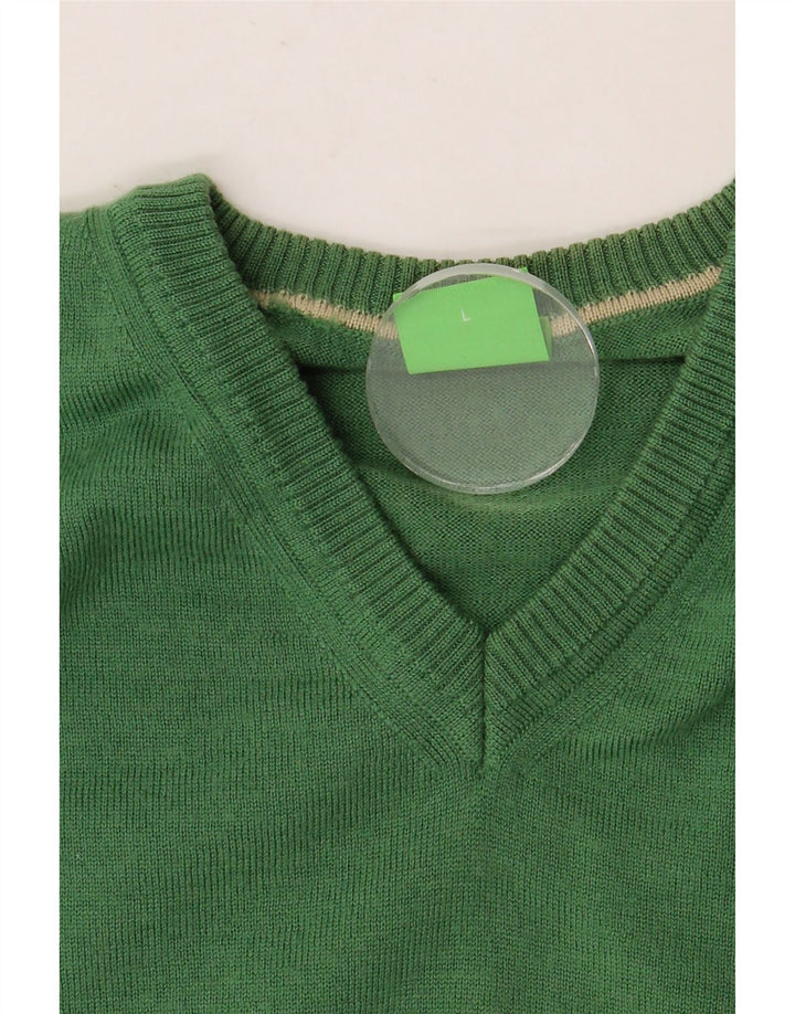 HUGO BOSS Suéter tipo jersey con cuello en V para hombre Verde grande