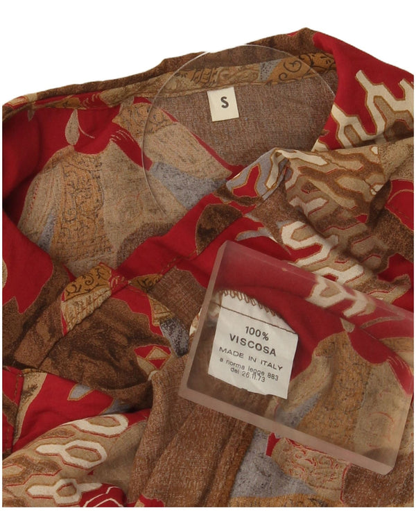 Vintage mujer camisa de gran tamaño blusa Reino Unido 10 pequeño bloque de color rojo