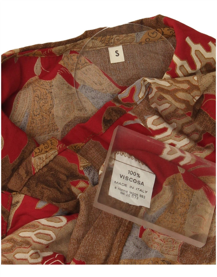 Vintage mujer camisa de gran tamaño blusa Reino Unido 10 pequeño bloque de color rojo