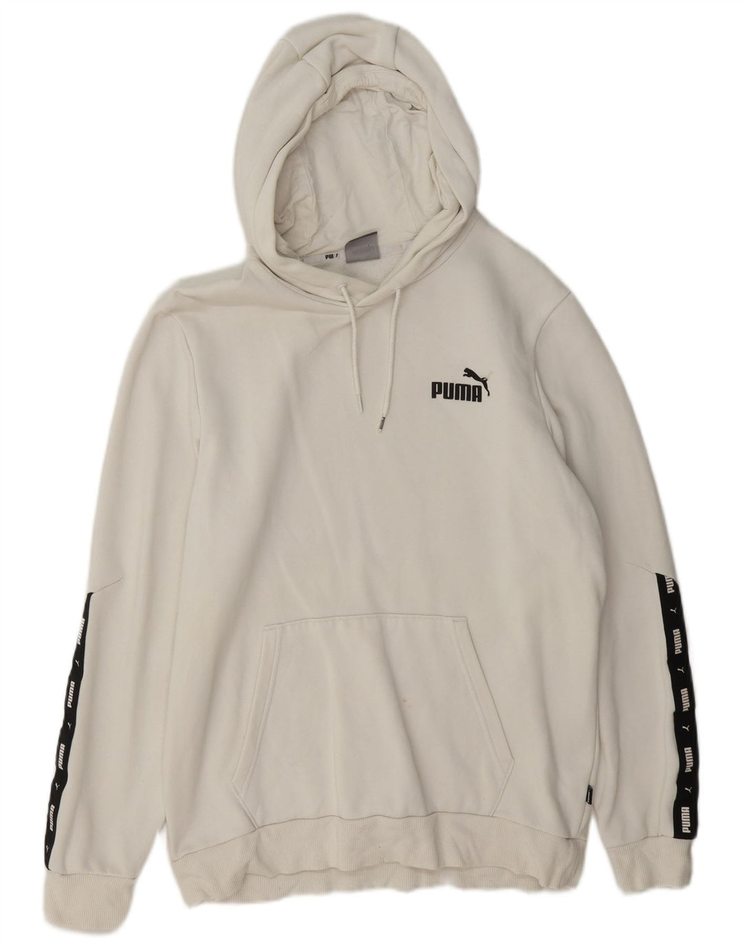 Puma Hombre Sudadera Con Capucha Gráfica De Algodón Color Block Medio Blanco