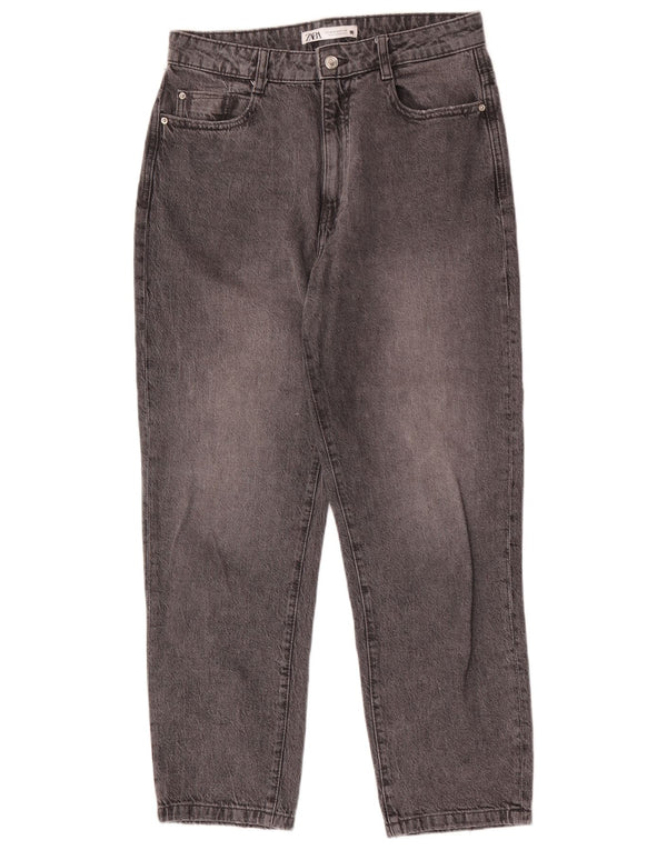 Zara Womens High Waist Tapered Jeans EU 40 Medium W30 L28 Grey Cotton