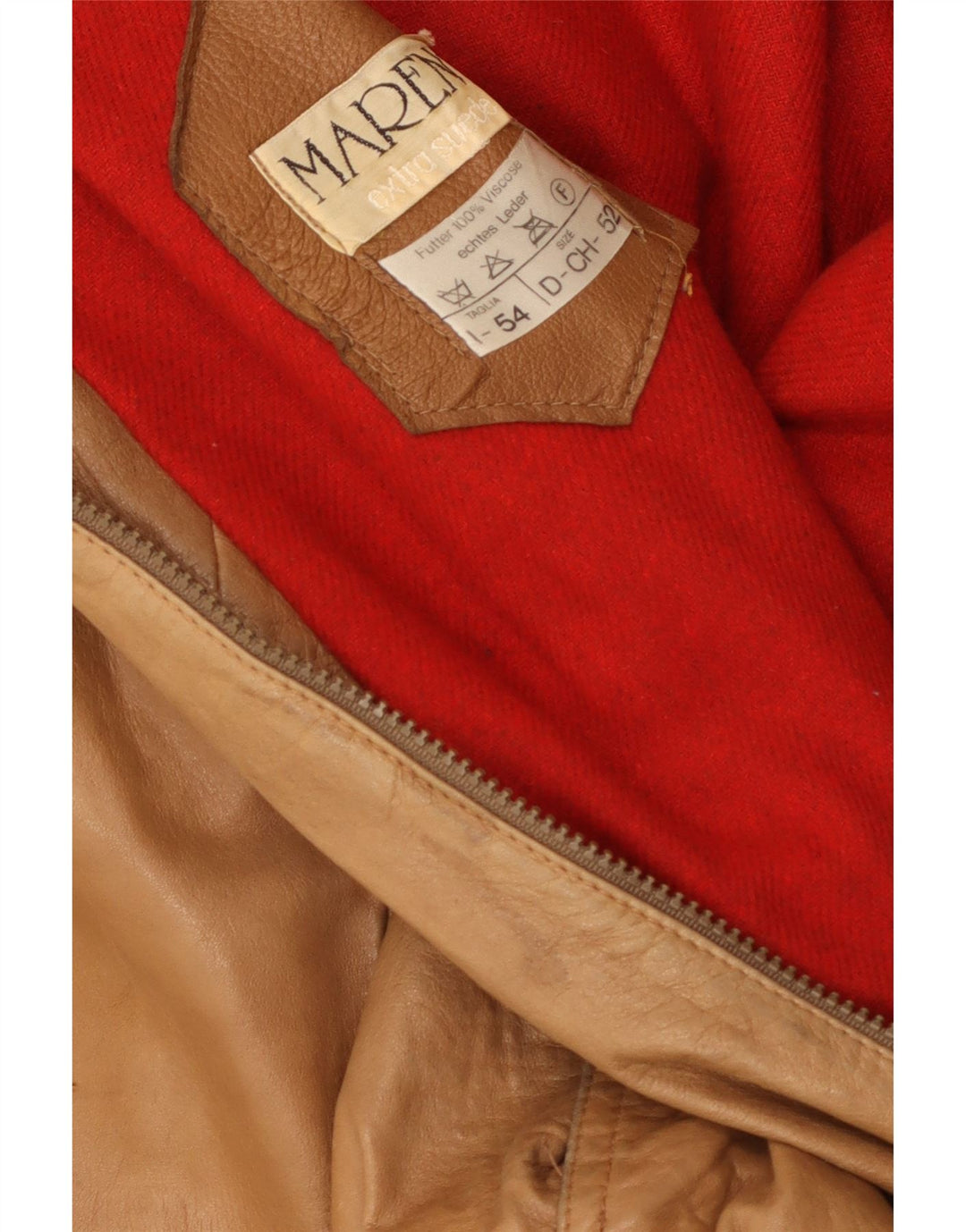 Maren Chaqueta de cuero para hombre IT 54 2XL Cuero color block beige