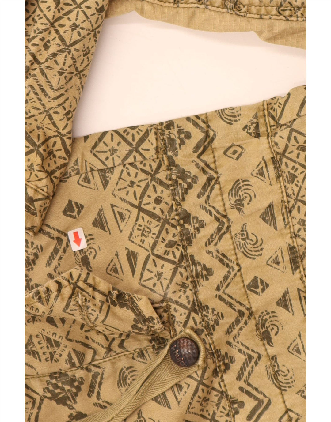 KHUJO Chaqueta Parka con Capucha para Mujer UK 40 Grande Beige Algodón Geométrico