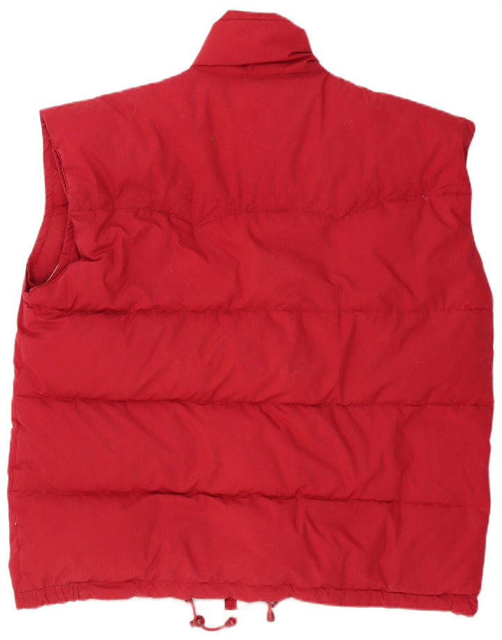 Vintage hombres acolchado Gilet Reino Unido 40 poliéster rojo grande