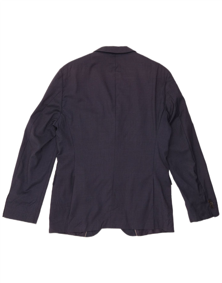 HUGO BOSS Chaqueta tipo blazer de 2 botones para hombre EU 52 XL Lana a cuadros azul marino
