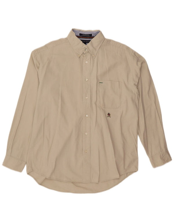 TOMMY HILFIGER Camisa para hombre grande de algodón blanco roto