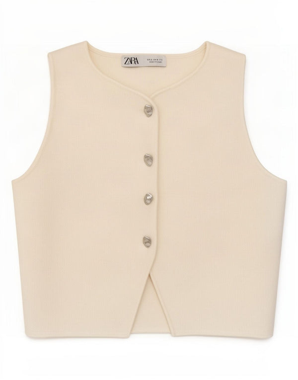 Chaleco Zara Mujer UK 8 Small Blanco