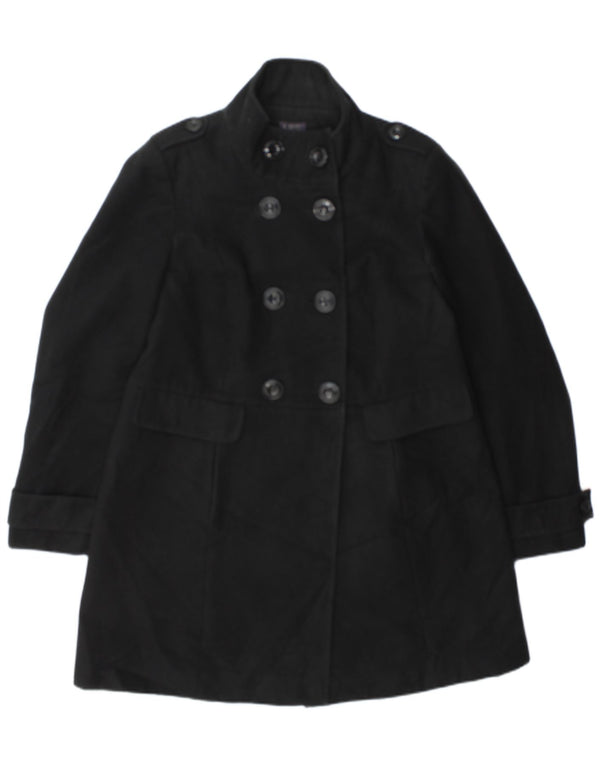 Marks & Spencer Abrigo cruzado para mujer UK 44 Poliéster negro mediano