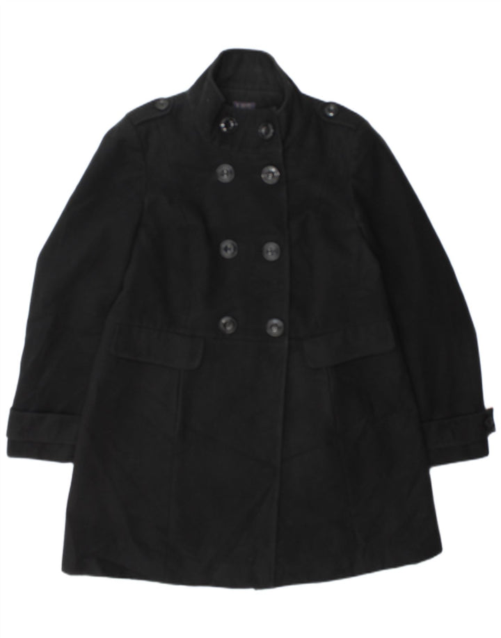 Marks & Spencer Abrigo cruzado para mujer UK 44 Poliéster negro mediano