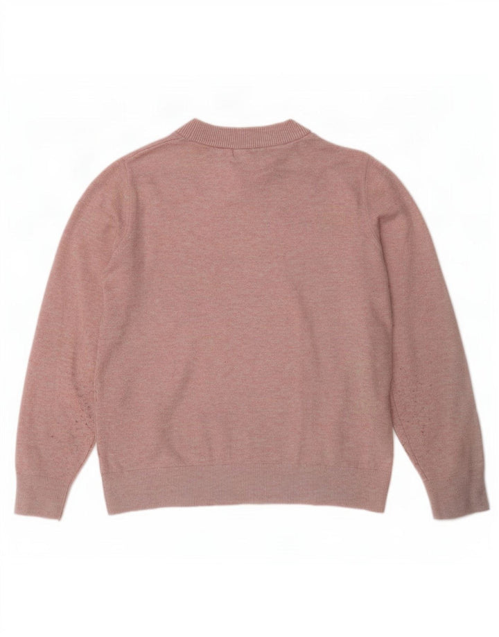 Marks & Spencer Suéter de cuello redondo para mujer UK 10 Small Pink Poliéster