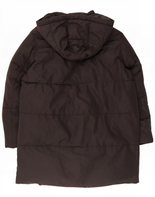 Zara Hombre Abrigo Acolchado Suelto Con Capucha UK 34 XS Poliéster Negro