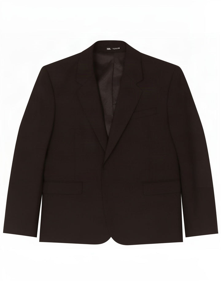 Zara Chaqueta tipo blazer para hombre EU 52 Grande Poliéster negro