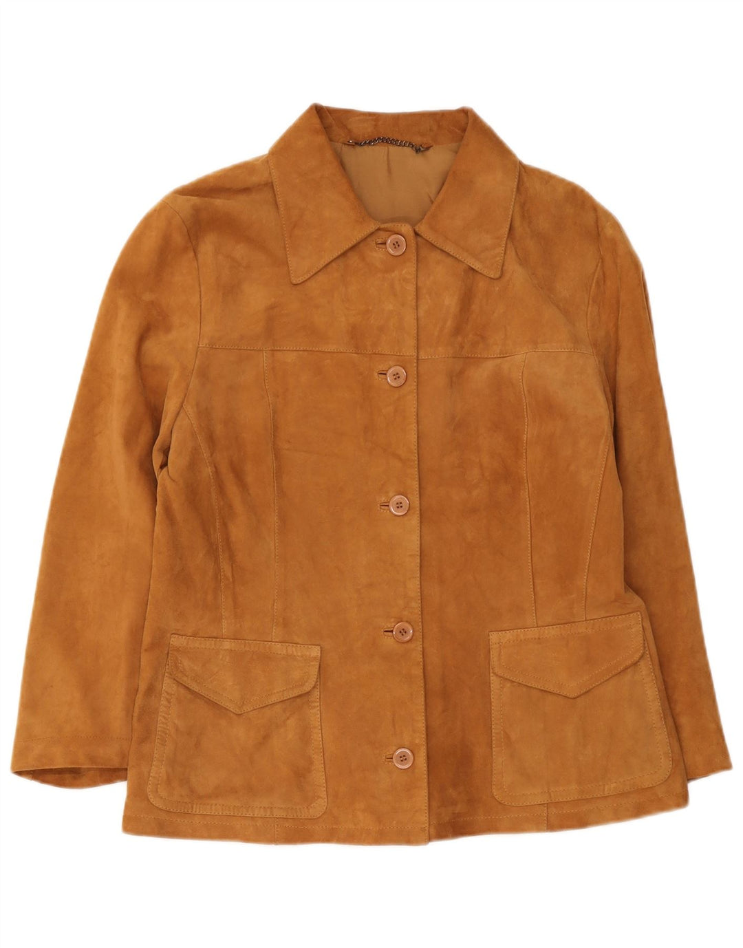 Vintage mujer ante chaqueta Reino Unido 14 cuero beige medio